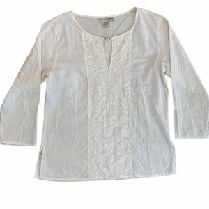 MAGAZINE White Cotton Pullover Blouse Top Size L